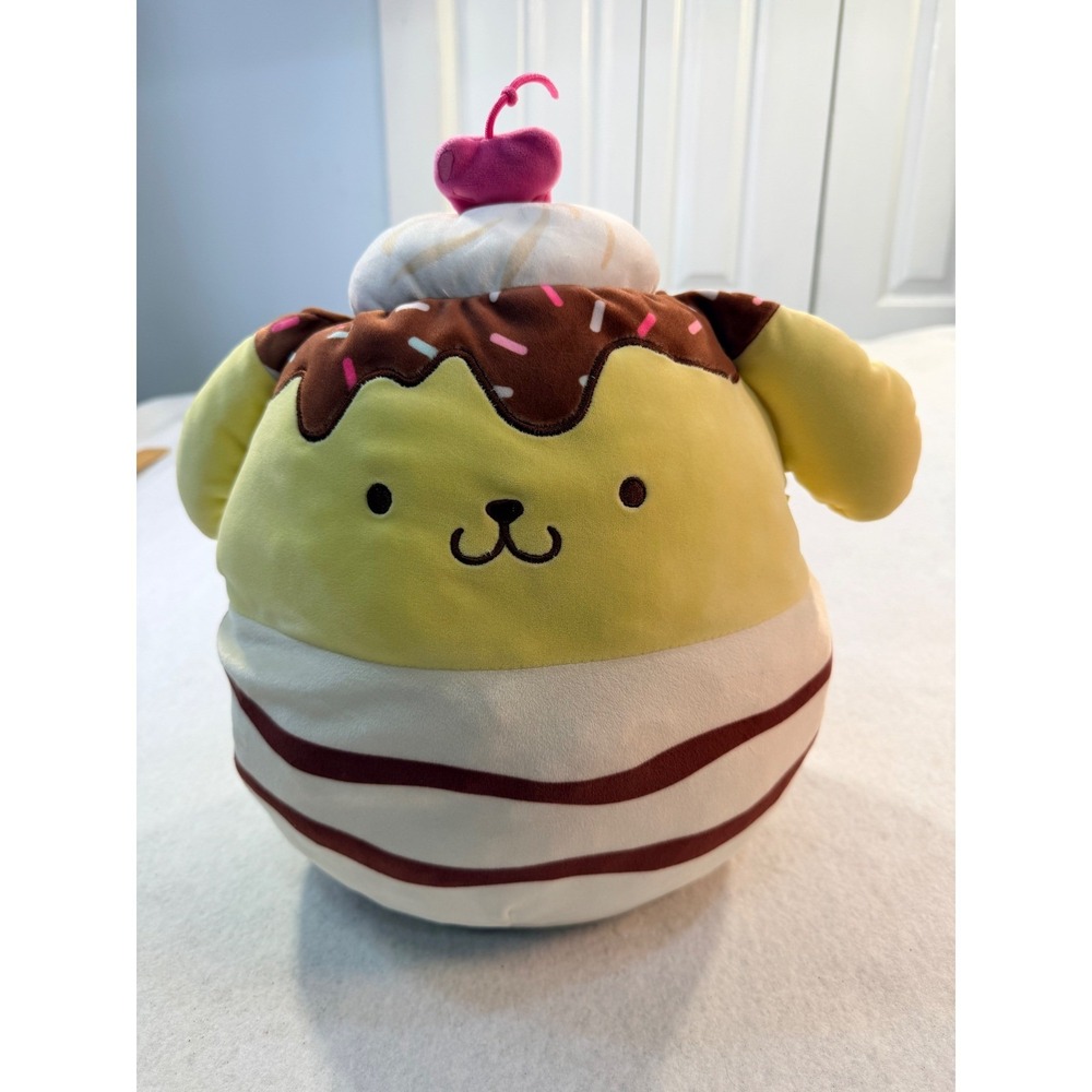 Sanrio Pompompurin Squishmallows 12 Inch Ice Cream Sundae Plush Kellytoy 2023